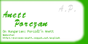 anett porczan business card